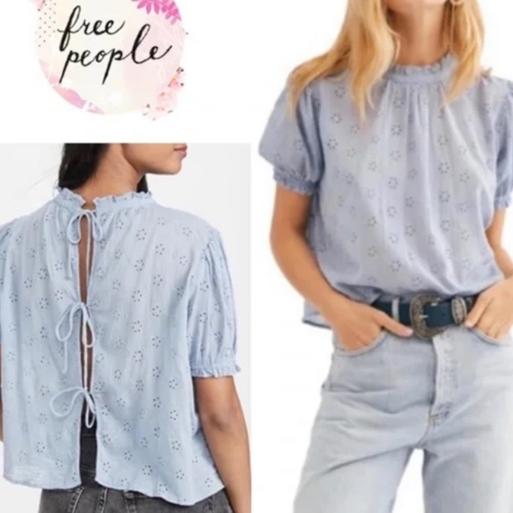 Free people Letters to Juliet Eyelet top Embroidered Flower slightly cro…